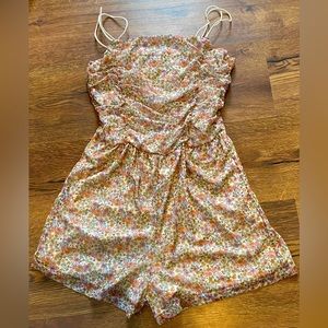 Ultra Flirt Runched Floral Romper- Juniors Size Medium